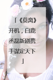 《莫离》开机，白鹿丞磊新剧携手谋定天下