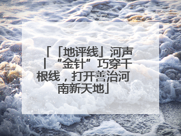 「地评线」河声丨“金针”巧穿千根线，打开善治河南新天地