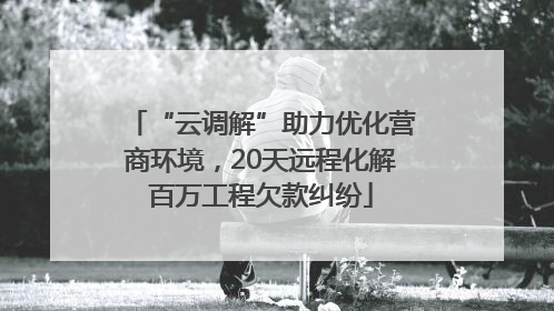 “云调解”助力优化营商环境，20天远程化解百万工程欠款纠纷