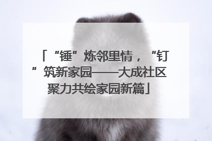 “锤”炼邻里情，“钉”筑新家园——大成社区聚力共绘家园新篇