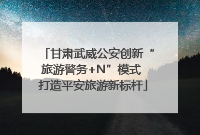 甘肃武威公安创新“旅游警务+N”模式 打造平安旅游新标杆