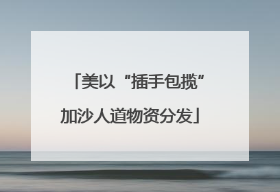 美以“插手包揽”加沙人道物资分发