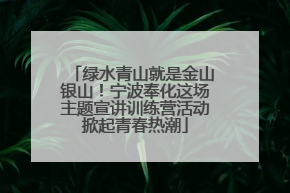 绿水青山就是金山银山！宁波奉化这场主题宣讲训练营活动掀起青春热潮