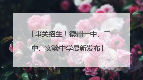 事关招生！德州一中、二中、实验中学最新发布