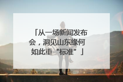 从一场新闻发布会，洞见山东缘何如此重“标准”