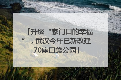 升级“家门口的幸福”，武汉今年已新改建70座口袋公园