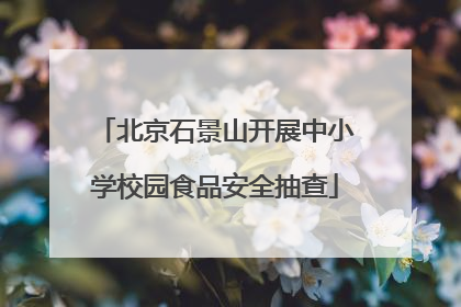 北京石景山开展中小学校园食品安全抽查