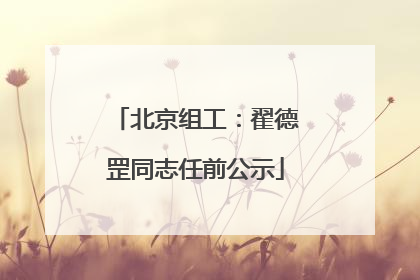北京组工：翟德罡同志任前公示