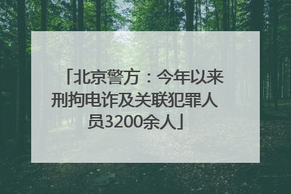 北京警方：今年以来刑拘电诈及关联犯罪人员3200余人