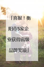 喜报！衡阳市5家企业获得省级品牌奖项