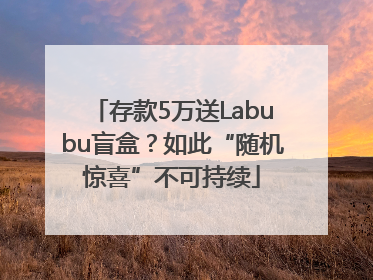 存款5万送Labubu盲盒？如此“随机惊喜”不可持续
