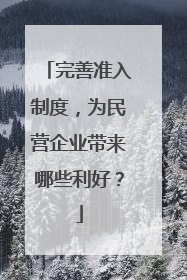完善准入制度，为民营企业带来哪些利好？