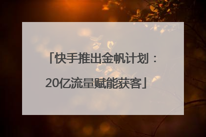 快手推出金帆计划：20亿流量赋能获客