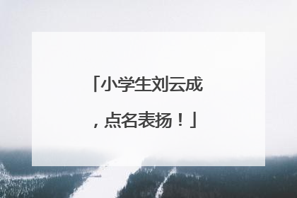 小学生刘云成，点名表扬！