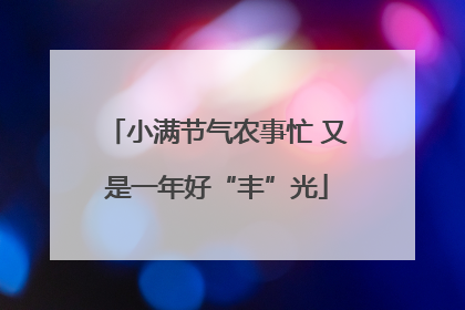 小满节气农事忙 又是一年好“丰”光
