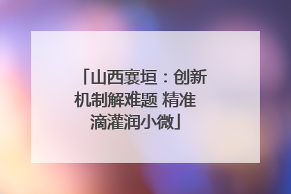 山西襄垣：创新机制解难题 精准滴灌润小微