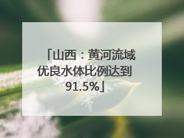 山西：黄河流域优良水体比例达到91.5%