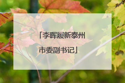 李晖履新泰州市委副书记