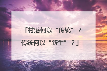 村落何以“传统”？传统何以“新生”？