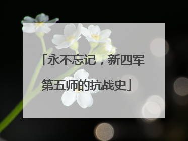 永不忘记，新四军第五师的抗战史