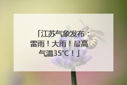 江苏气象发布：雷雨！大雨！最高气温35℃！