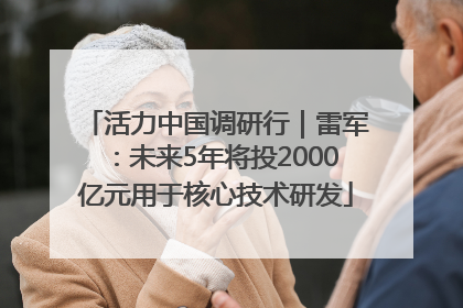 活力中国调研行｜雷军：未来5年将投2000亿元用于核心技术研发