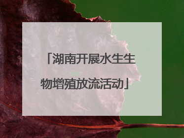 湖南开展水生生物增殖放流活动