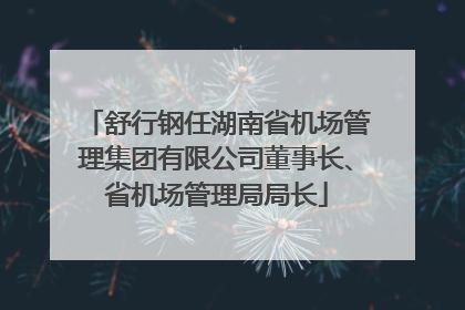 舒行钢任湖南省机场管理集团有限公司董事长、省机场管理局局长