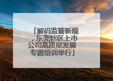 解码监管新规，东莞辖区上市公司高质量发展专题培训举行