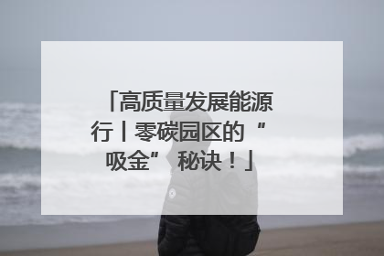 高质量发展能源行丨零碳园区的“吸金” 秘诀！